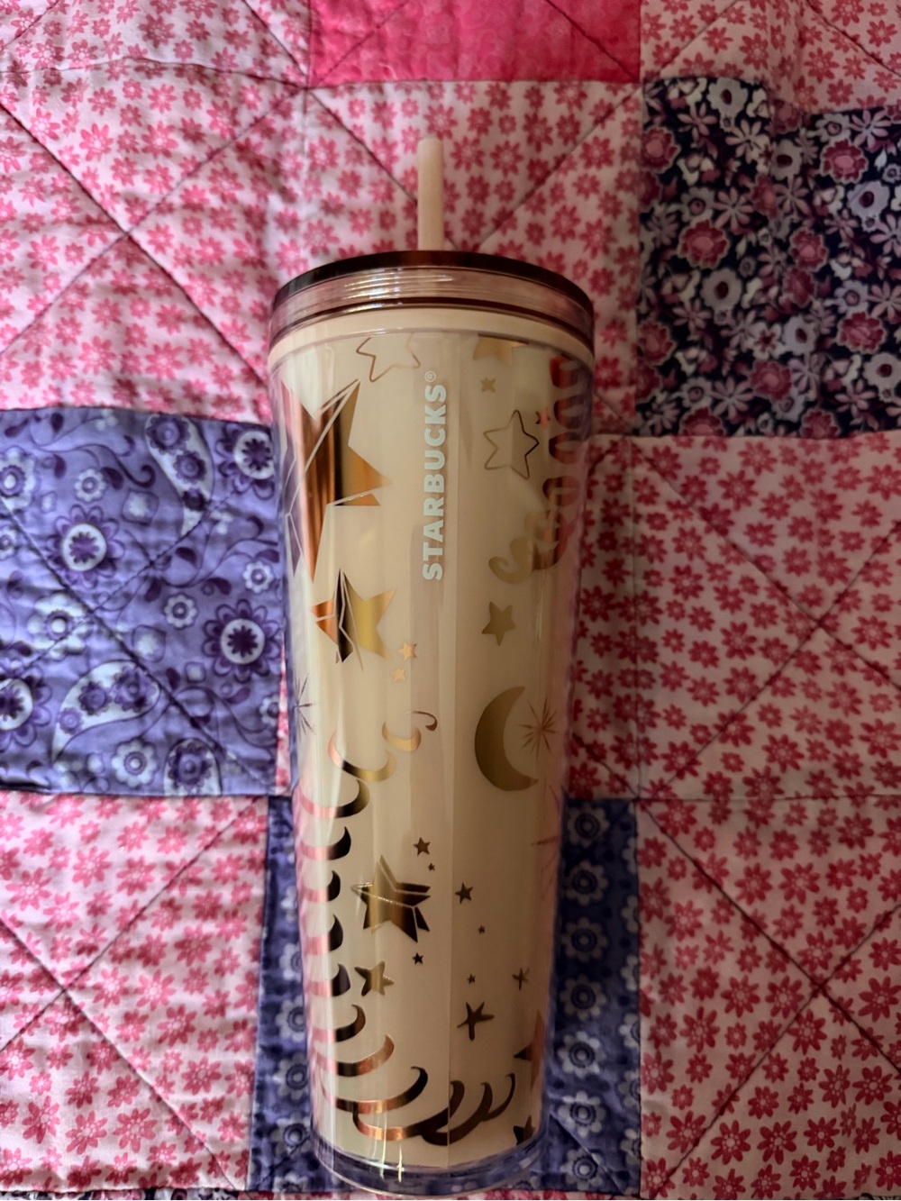 Starbucks Cream and Rose Gold Celestial Tumbler
